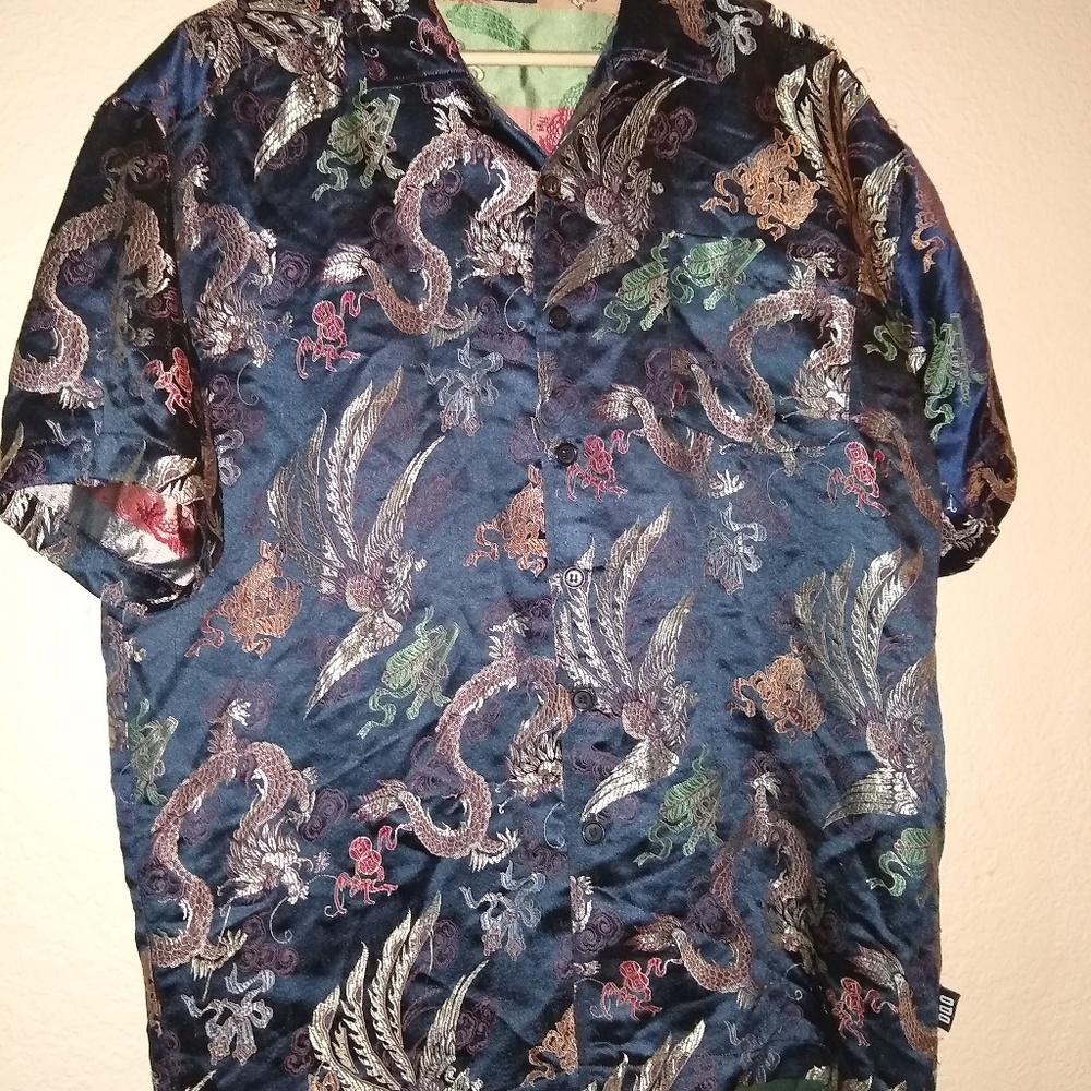 Bold ODO Short Sleeve Button Down Dragon Shirt